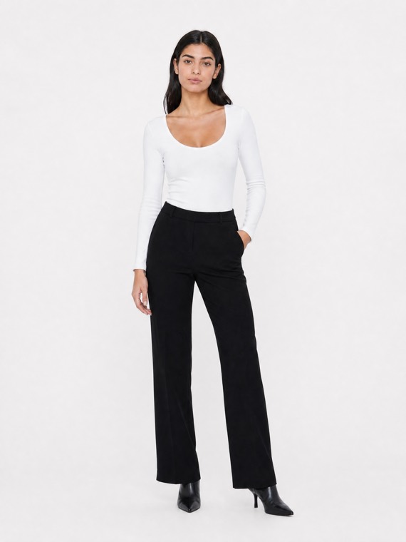Tailored trousers on a model, generated by Quinn